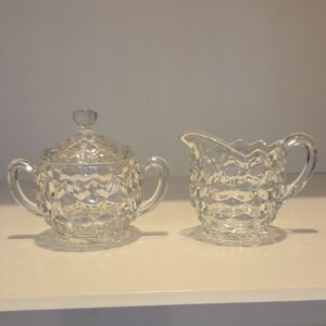 Fostoria Creamer & Covered Sugar Bowl Set